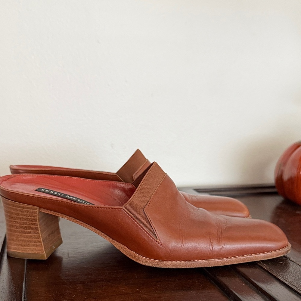 Sesto Meucci Made in Italy Tan Leather Mules